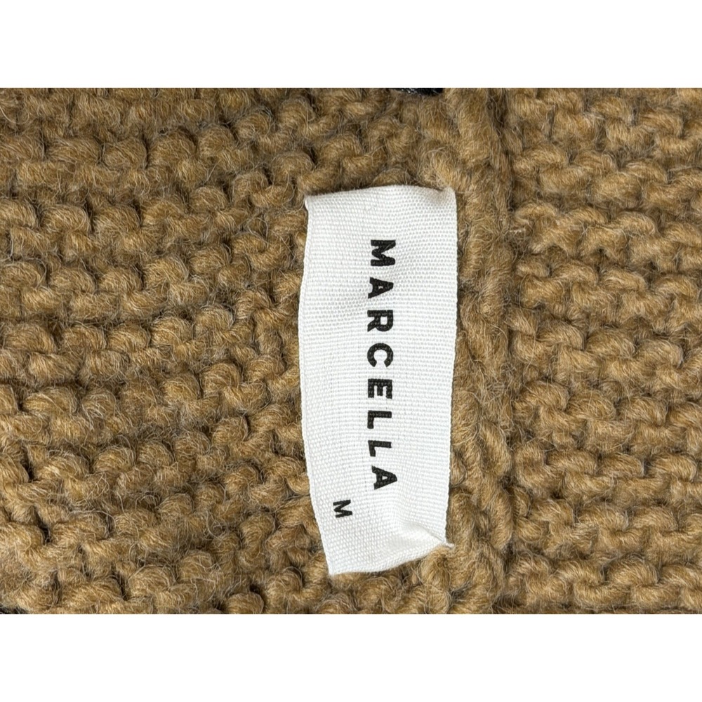 Marcella NYC Pia Turtleneck Sweater, Waffle Knit, Camel Brown, Size Medium - Picture 3 of 6